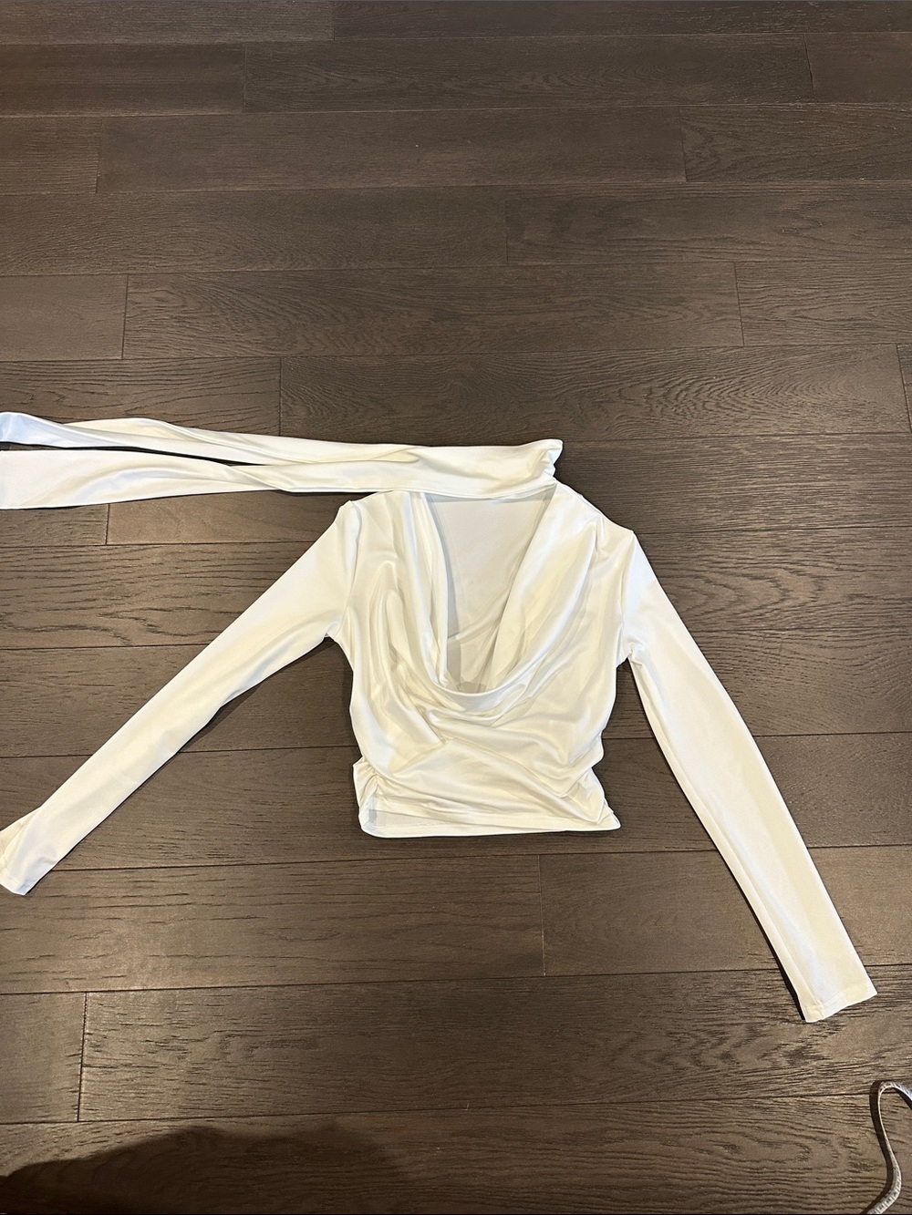 SHEIN White Draped Cowl Long Sleeve Women's Top